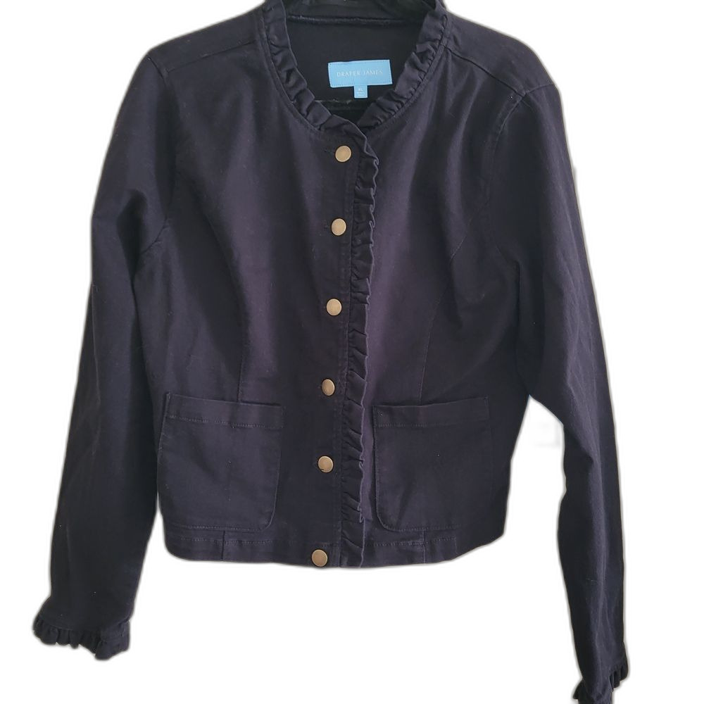 Draper James Black Jacket with Gold Buttons